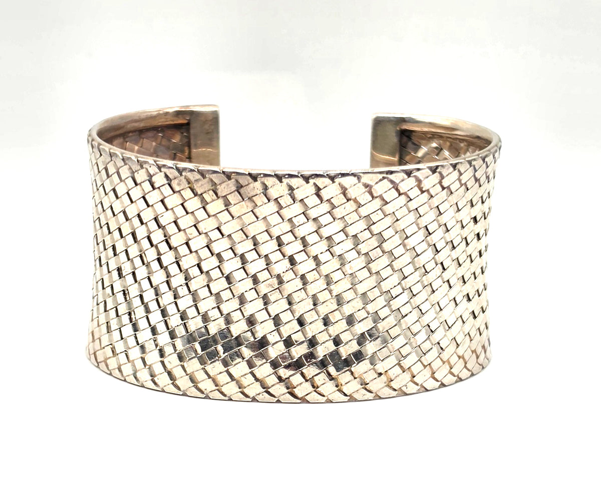 NWOT BA Indonesia 925 Sterling Silver Wide Woven Cuff Bracelet 60.4g 6.25" Bali
