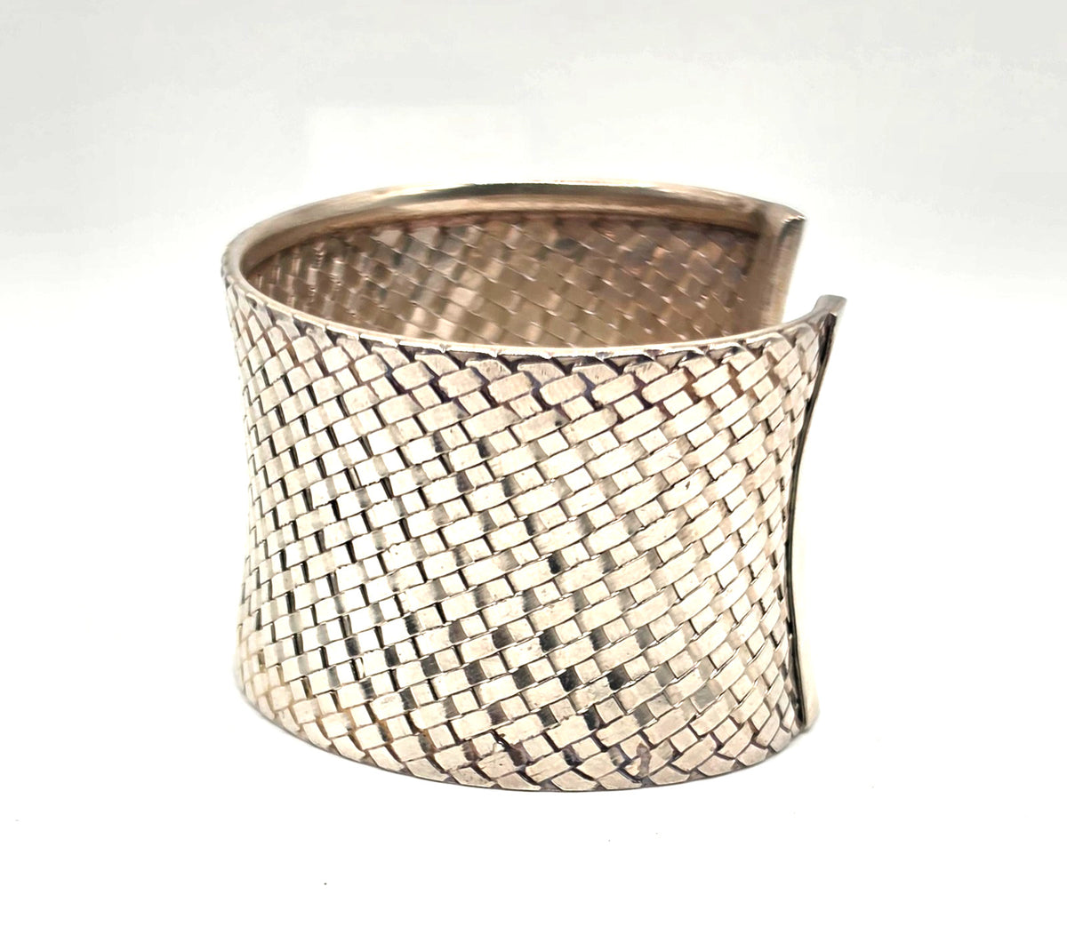 NWOT BA Indonesia 925 Sterling Silver Wide Woven Cuff Bracelet 60.4g 6.25" Bali