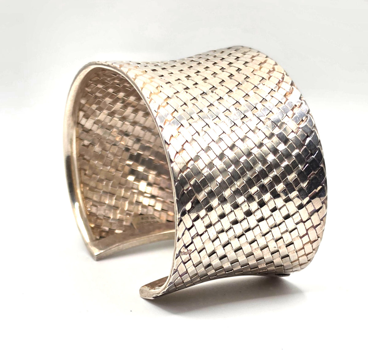 NWOT BA Indonesia 925 Sterling Silver Wide Woven Cuff Bracelet 60.4g 6.25" Bali