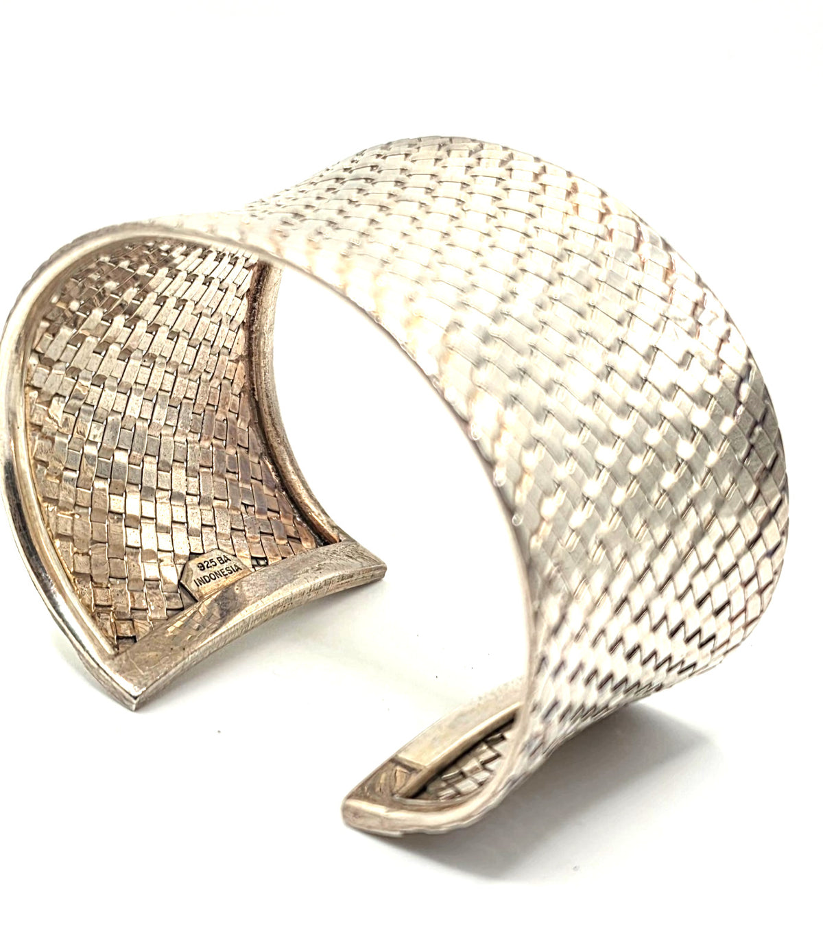 NWOT BA Indonesia 925 Sterling Silver Wide Woven Cuff Bracelet 60.4g 6.25" Bali
