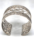 SARDA 925 Sterling Silver Wide Cuff Bracelet Openwork Scroll 85.6g