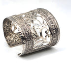 SARDA 925 Sterling Silver Wide Cuff Bracelet Openwork Scroll 85.6g