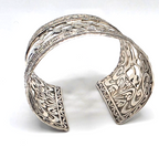SARDA 925 Sterling Silver Wide Cuff Bracelet Openwork Scroll 85.6g