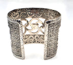 SARDA 925 Sterling Silver Wide Cuff Bracelet Openwork Scroll 85.6g
