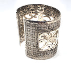SARDA 925 Sterling Silver Wide Cuff Bracelet Openwork Scroll 85.6g