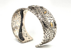 Sterling Silver 925 18K accent Gold Dragon Wide Cuff Bracelet Two Tone