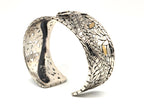 Sterling Silver 925 18K accent Gold Dragon Wide Cuff Bracelet Two Tone