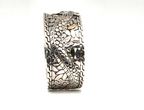 Sterling Silver 925 18K accent Gold Dragon Wide Cuff Bracelet Two Tone