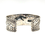 Sterling Silver 925 18K accent Gold Dragon Wide Cuff Bracelet Two Tone