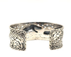 Sterling Silver 925 18K accent Gold Dragon Wide Cuff Bracelet Two Tone
