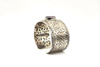 SARDA 925 Sterling Silver Wide Cuff Bracelet Garnet-Color Gemstone Filigree