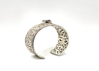 SARDA 925 Sterling Silver Wide Cuff Bracelet Garnet-Color Gemstone Filigree
