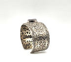 SARDA 925 Sterling Silver Wide Cuff Bracelet Garnet-Color Gemstone Filigree
