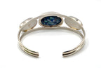 DI 925 Sterling Silver Blue Mosaic Inlay 3-Stone Cuff Bracelet 26g China