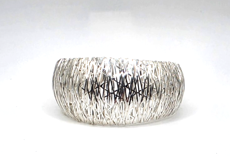 Milor Italy 950 Silver Wide Woven Mesh Cuff Bracelet 27.2g 6" Designer