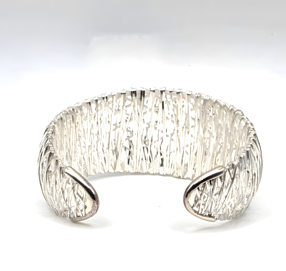 Milor Italy 950 Silver Wide Woven Mesh Cuff Bracelet 27.2g 6" Designer