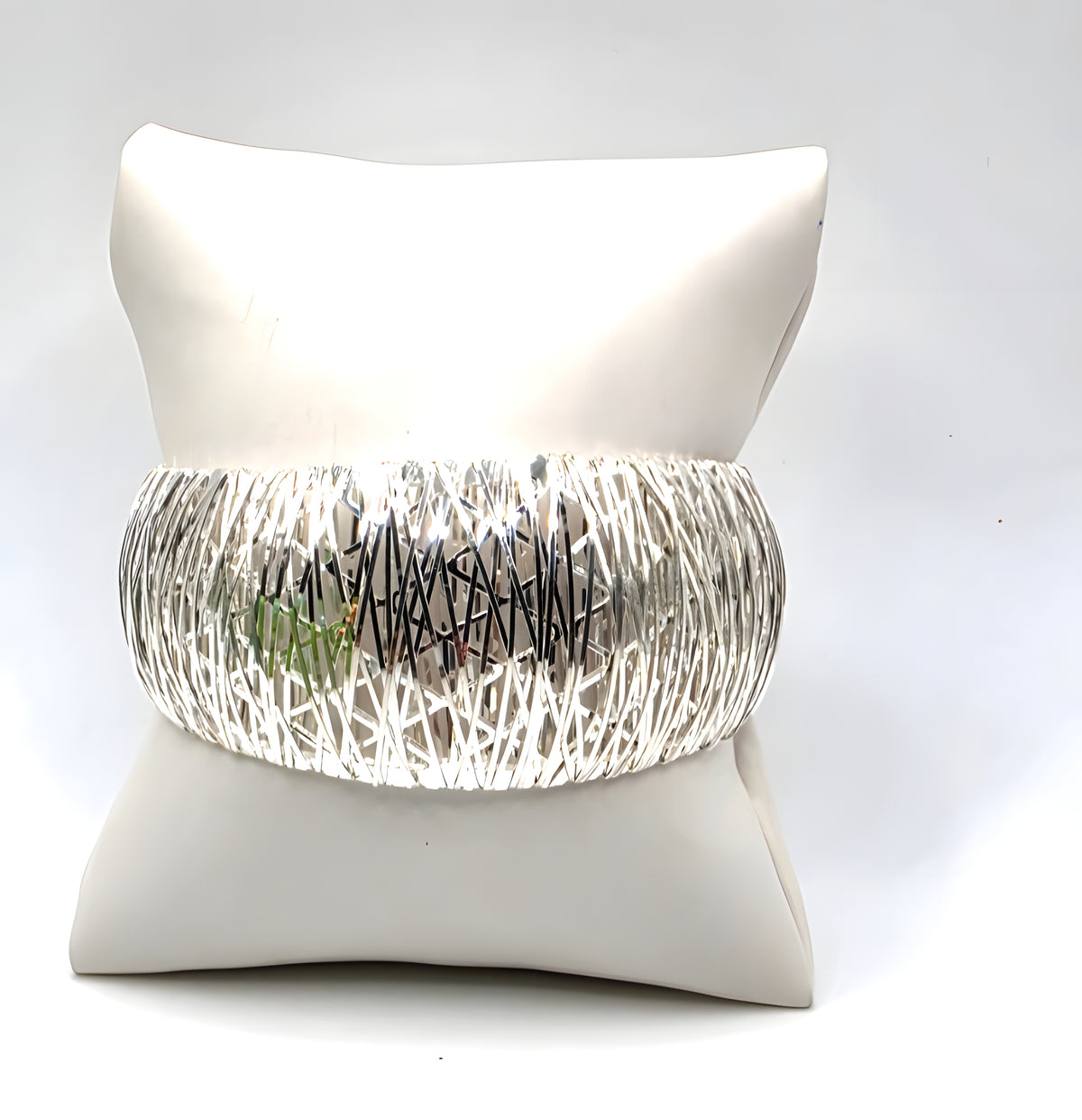 Milor Italy 950 Silver Wide Woven Mesh Cuff Bracelet 27.2g 6" Designer