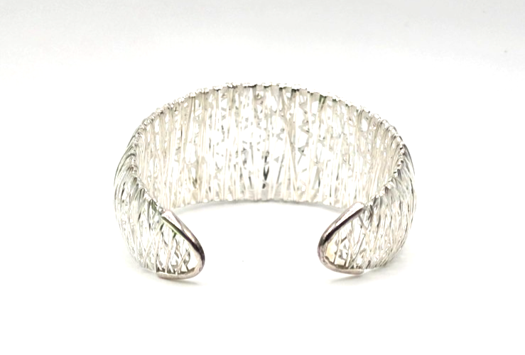 Milor Italy 950 Silver Wide Woven Mesh Cuff Bracelet 27.2g 6" Designer