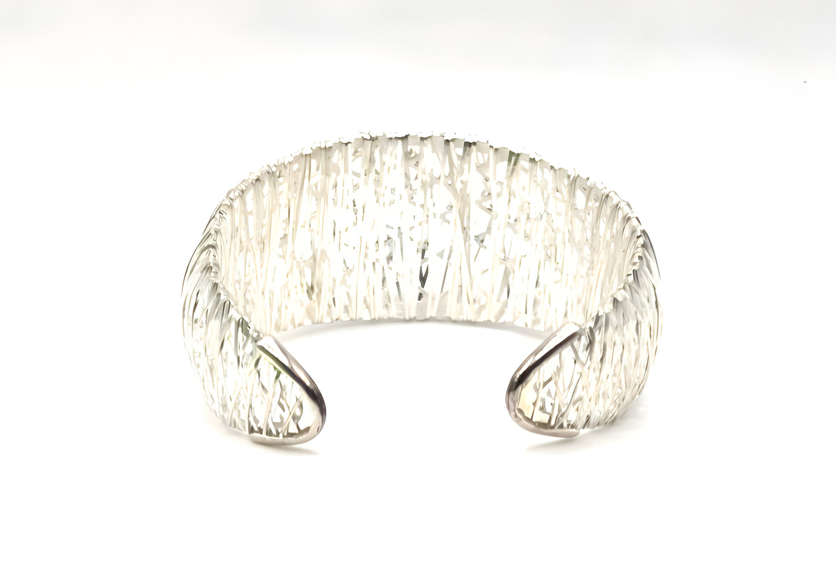 Milor Italy 950 Silver Wide Woven Mesh Cuff Bracelet 27.2g 6" Designer