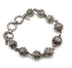 SARDA Sterling Silver Ornate Filigree Beaded Toggle Bracelet 9.25" NWOT