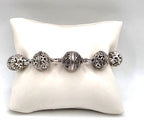 SARDA Sterling Silver Ornate Filigree Beaded Toggle Bracelet 9.25" NWOT