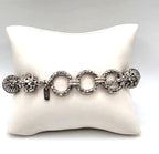 SARDA Sterling Silver Ornate Filigree Beaded Toggle Bracelet 9.25" NWOT