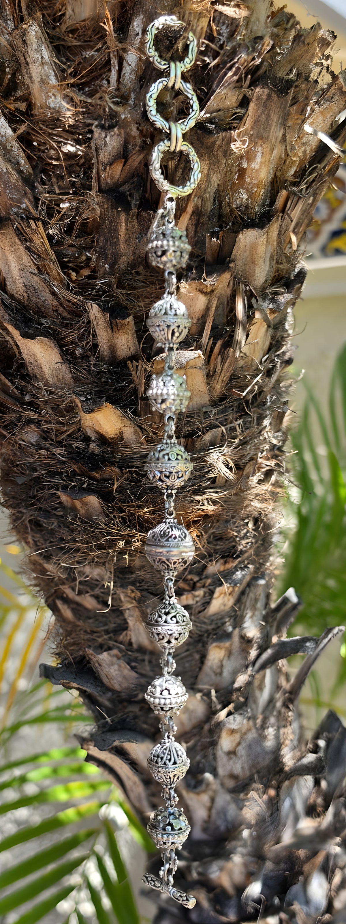 SARDA Sterling Silver Ornate Filigree Beaded Toggle Bracelet 9.25" NWOT