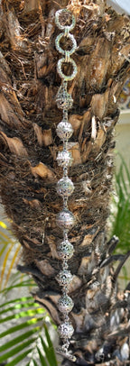 SARDA Sterling Silver Ornate Filigree Beaded Toggle Bracelet 9.25" NWOT