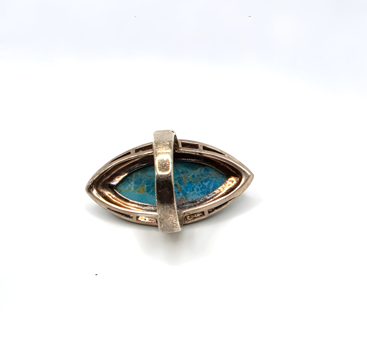 925 Sterling Silver Turquoise Marcasite Navette Ring Size 8 Thailand NWOT