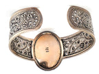 LSV Thailand 925 Sterling Silver Turquoise Floral Filigree Wide Cuff Bracelet