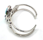 NK Thailand 925 Sterling Silver Multicolor Cabochon Mosaic Cuff Bracelet 38.5g