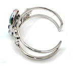 NK Thailand 925 Sterling Silver Multicolor Cabochon Mosaic Cuff Bracelet 38.5g