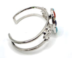 NK Thailand 925 Sterling Silver Multicolor Cabochon Mosaic Cuff Bracelet 38.5g