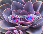 Sarda 925 Sterling Silver Purple/Pink Gemstone Hinged Cuff Bracelet