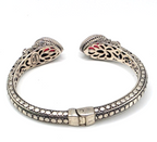 Sarda 925 Sterling Silver Purple/Pink Gemstone Hinged Cuff Bracelet