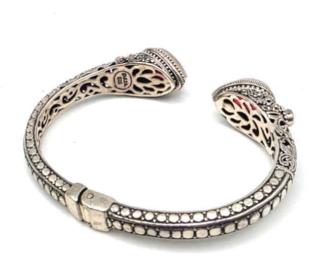 Sarda 925 Sterling Silver Purple/Pink Gemstone Hinged Cuff Bracelet