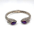 Sarda 925 Sterling Silver Purple/Pink Gemstone Hinged Cuff Bracelet