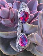 Sarda 925 Sterling Silver Purple/Pink Gemstone Hinged Cuff Bracelet