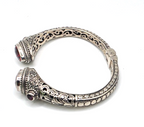 Sarda 925 Sterling Silver Purple/Pink Gemstone Hinged Cuff Bracelet