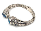 SARDA 925 Sterling Silver Blue Topaz Teardrop Hinged Cuff Bracelet 6.25