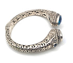 SARDA 925 Sterling Silver Blue Topaz Teardrop Hinged Cuff Bracelet 6.25