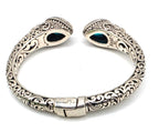 SARDA 925 Sterling Silver Blue Topaz Teardrop Hinged Cuff Bracelet 6.25