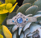 SARDA 925 Sterling Silver Blue Gemstone Ornate Cuff Bracelet 6" 40.3g NWOT