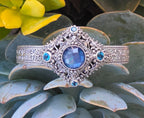 SARDA 925 Sterling Silver Blue Gemstone Ornate Cuff Bracelet 6" 40.3g NWOT