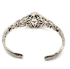 SARDA 925 Sterling Silver Fossil Cabochon Cuff Bracelet 27.7g 6" Bali