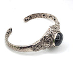 SARDA 925 Sterling Silver Fossil Cabochon Cuff Bracelet 27.7g 6" Bali