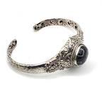 SARDA 925 Sterling Silver Fossil Cabochon Cuff Bracelet 27.7g 6" Bali