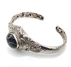 SARDA 925 Sterling Silver Fossil Cabochon Cuff Bracelet 27.7g 6" Bali