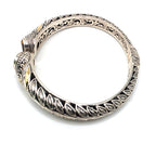 925 Sterling Silver Gold Accent Golden Gemstone Hinged Cuff Bracelet 35.7g
