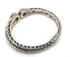 925 Sterling Silver Gold Accent Golden Gemstone Hinged Cuff Bracelet 35.7g